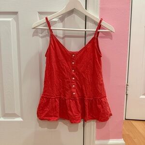 Abercrombie and Fitch Scarlett Red Sleeveless Button-Down Tank Top